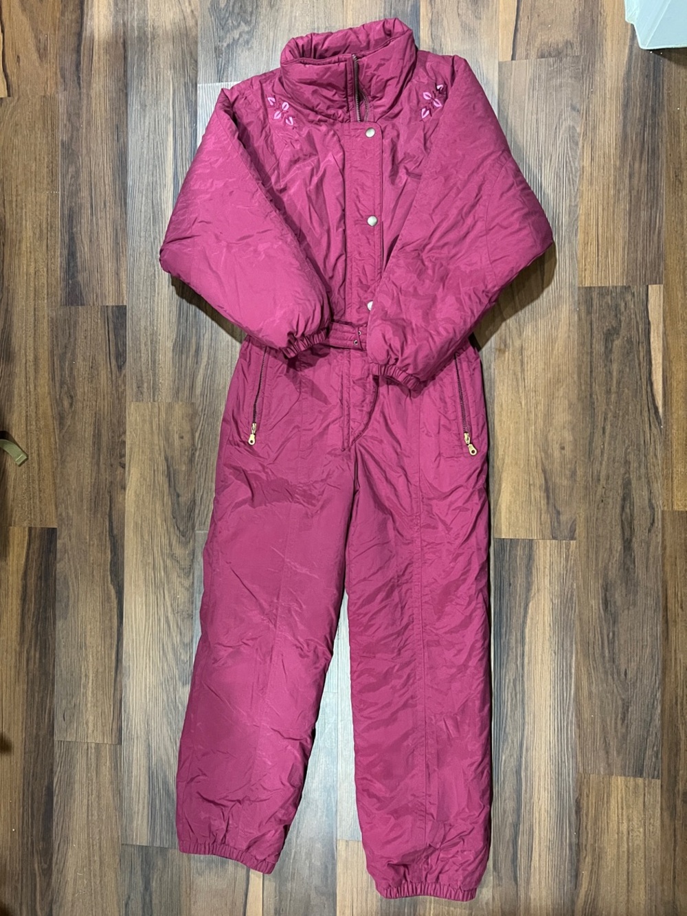 Fuchsia One-Piece Ski Suit with Belt